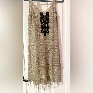 Free People Fringe Revolve Golden Sands Crochet Sequins Flapper Dress Size: S
